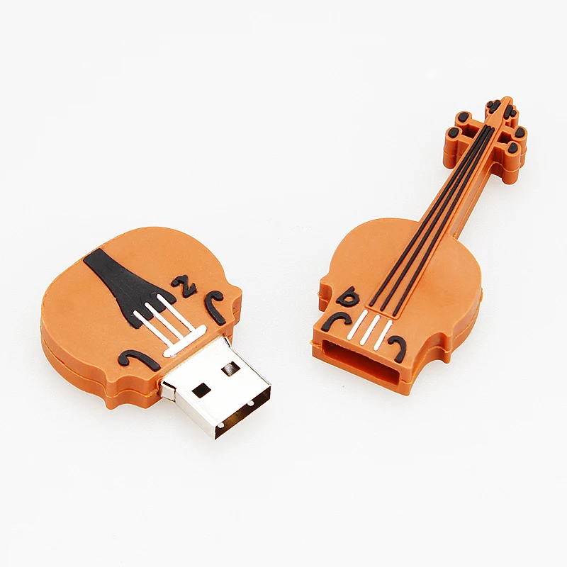 Музыкальная Флешка 128 ГБ, 64 ГБ, креативная мультяшная гитара, скрипка, usb флеш-накопитель, подарок, USB 2,0, usb карта памяти