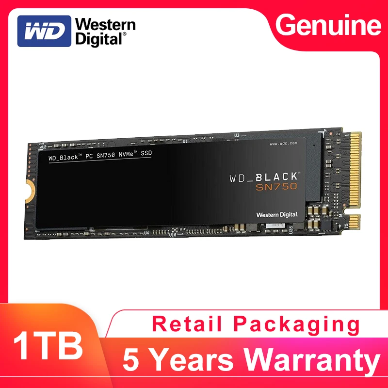 WESTERN DIGITAL WD BLACK SN750 3D NAND SSD 1 ТБ M.2 2280 NVMe PCIe Gen3 * 4 Внутренний твердотельный накопитель
