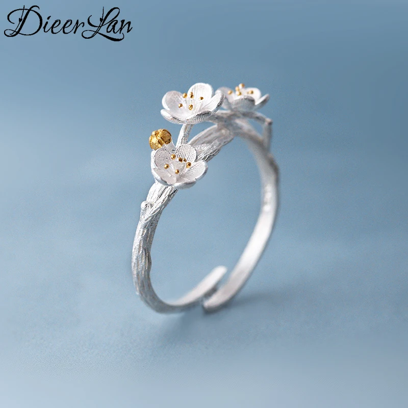

2017 New Arrivals Pure 925 Sterling Silver Cheery Flower Rings for Women Adjustable Size Ring Fashion sterling-silver-jewelry
