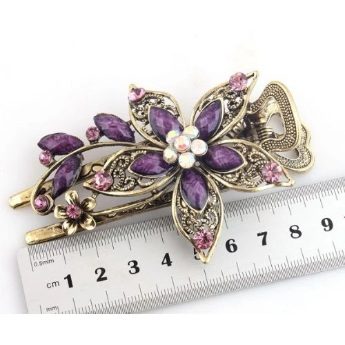 Fashion 1 Pc Lady Vintage Elegant Flower Hair Clip Crystal Hairpin Barrette Hair Jewelry Gift