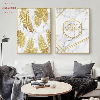 

900D Gold Leaf in Marble Wall Art Canvas Painting Wall Pictures For Room Decoration Nordic Art Canvas Posters and Prints SAN014
