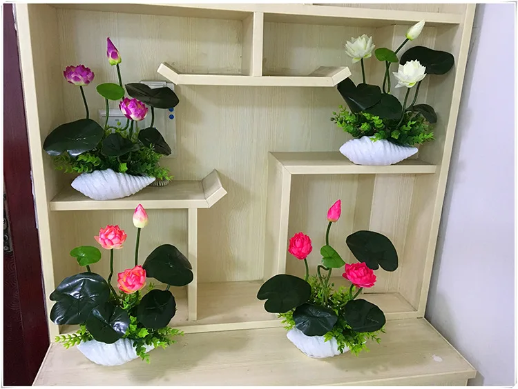 46cm Simulation small lotus flowers fake PU water lily DIY home wedding garden table home decor plant flores artificiales gift