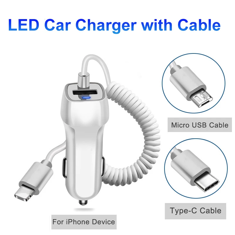 السيارات شحن سريع شاحن سيارة مع قابل للسحب كابل الهاتف شاحن مع مايكرو USB نوع C كابل ل فون X 8 7 سامسونج S9 S8 السيارات شحن سريع شاحن سيارة مع قابل للسحب كابل الهاتف شاحن مع مايكرو USB نوع C كابل ل فون X 8 7 سامسونج S9 S8