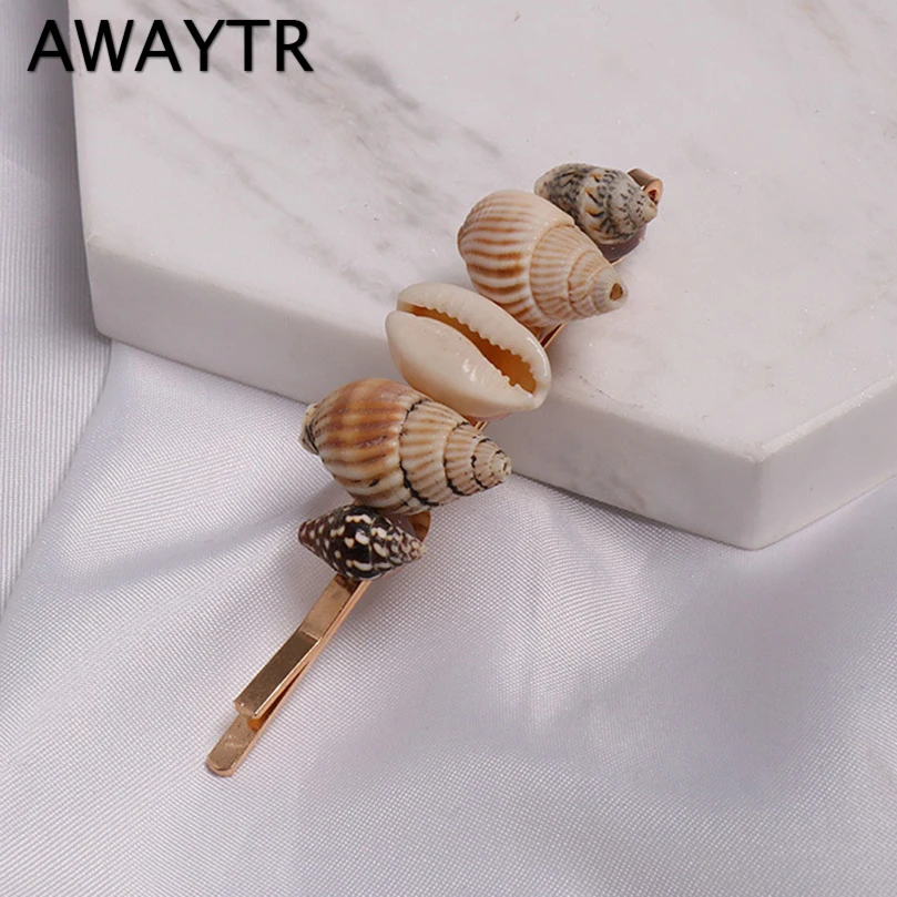 

AWAYTR Korean Fashion Summer New Pearl Shell Hairpin For Women Girls Hair Accessories Sweet Hairgrips Ladies Side Barrettes