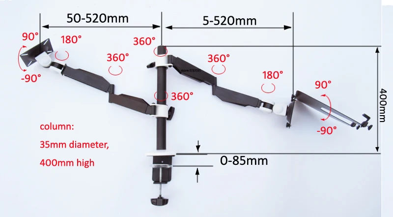 1"-15,6" ноутбук+ 1"-27" кронштейн для монитора с двумя ручками для ноутбука настольная подставка для ноутбука с держателем для ноутбука