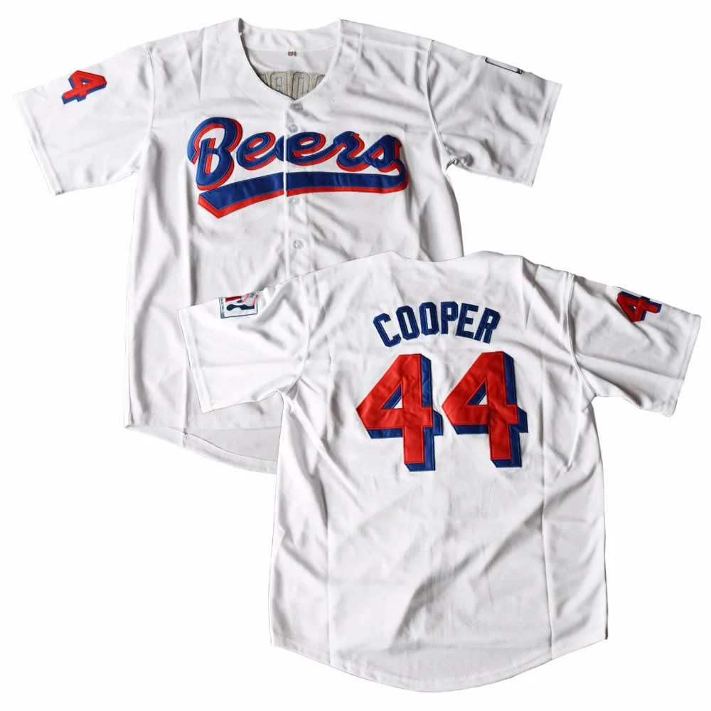 MM MASMIG Joe Cooper #44 Beers Baseball Jersey BASEketball Movie Jersey Stitched White