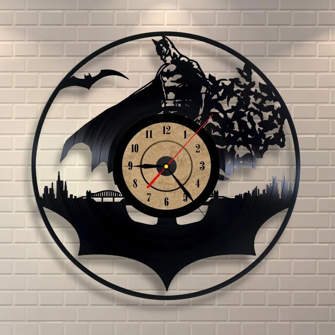 

2019 Hot Sale Horloge Murale Batman Wall Clock Design Decorative Kids Room Hanging Clocks Vinyl Watch Home Decor Silent 12 Inch
