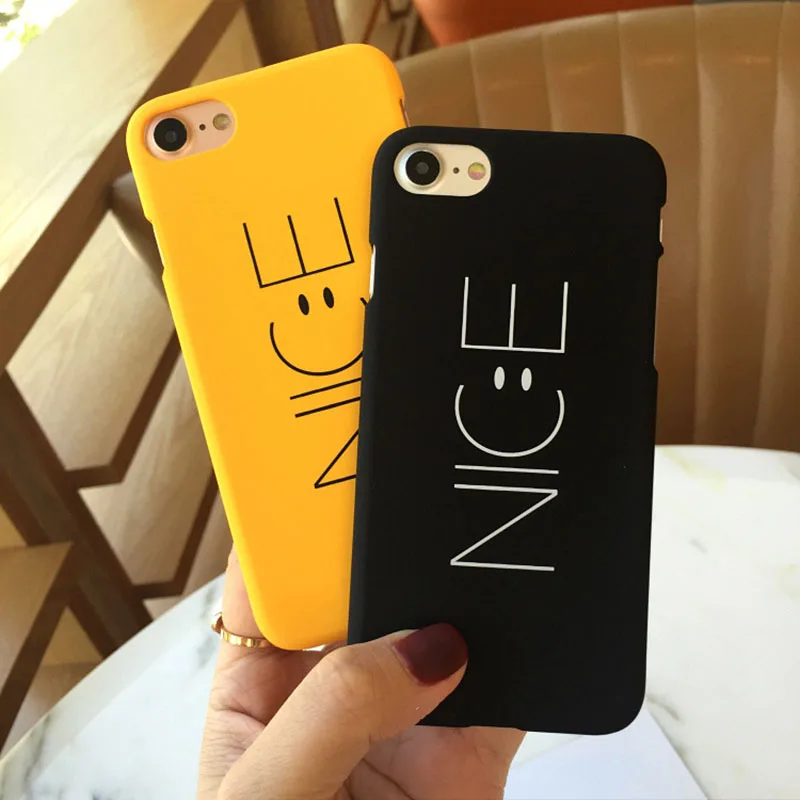 

2018 Real Cartoon Nice Letter Funny Smile Face Back Grind Hard Cover Mobile Phone Cases for Iphone X 6 6s Plus 7 8 5 5s