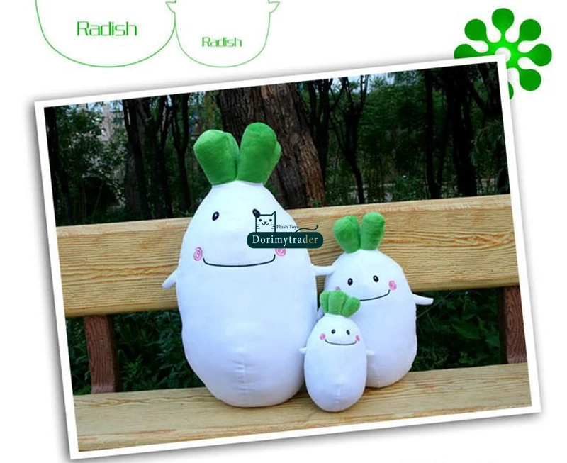 Dorimytrader New Lovely 70cm Big Plush Cartoon Radish Plush Pillow Doll 28''  Giant Soft White Radish Stuffed Toy DY61493 (5)