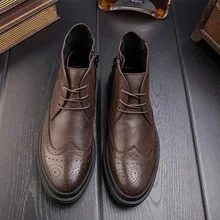 Spring Boots Male Leather Retro Boots Male Head Shoes Men Shell Head Martin Boots Men Casual Boots Men 292-4