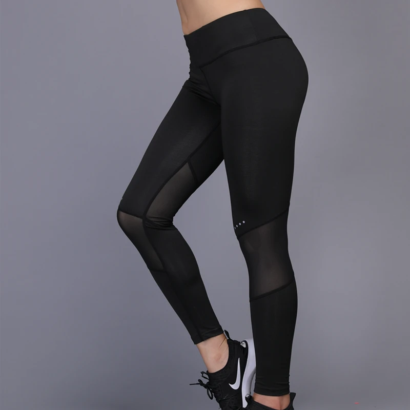 New Women Sportswear sexy Patchwork Black Mesh breathable Yoga Pants ...