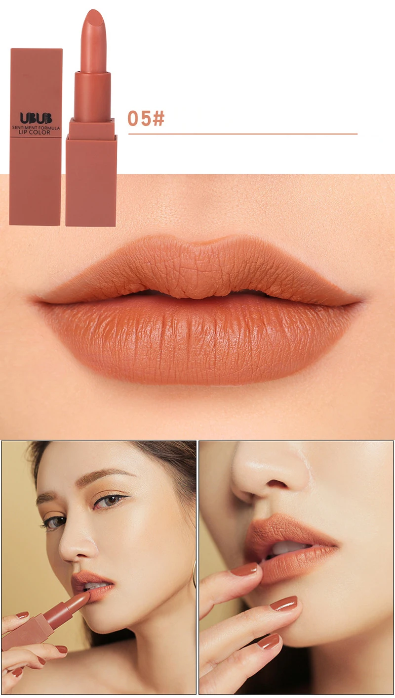 UBUB Matte Lipstick Moisturizer Smooth Long Lasting Charming Lips Makeup Pumpkin Color Lip Stick Cosmetic Beauty Makeup (8)