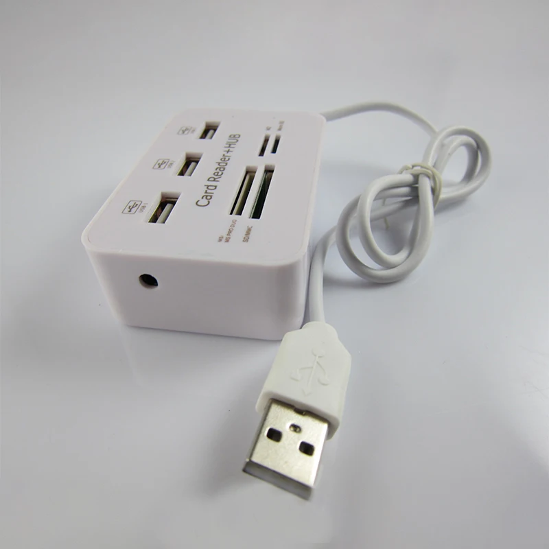 Мини-считыватель карт USB Hub Combo 2,0 высокоскоростной Мульти USB 3,0 usb-хаб портативный все в одном для SD/MMC/M2/MS Pro Duo белый