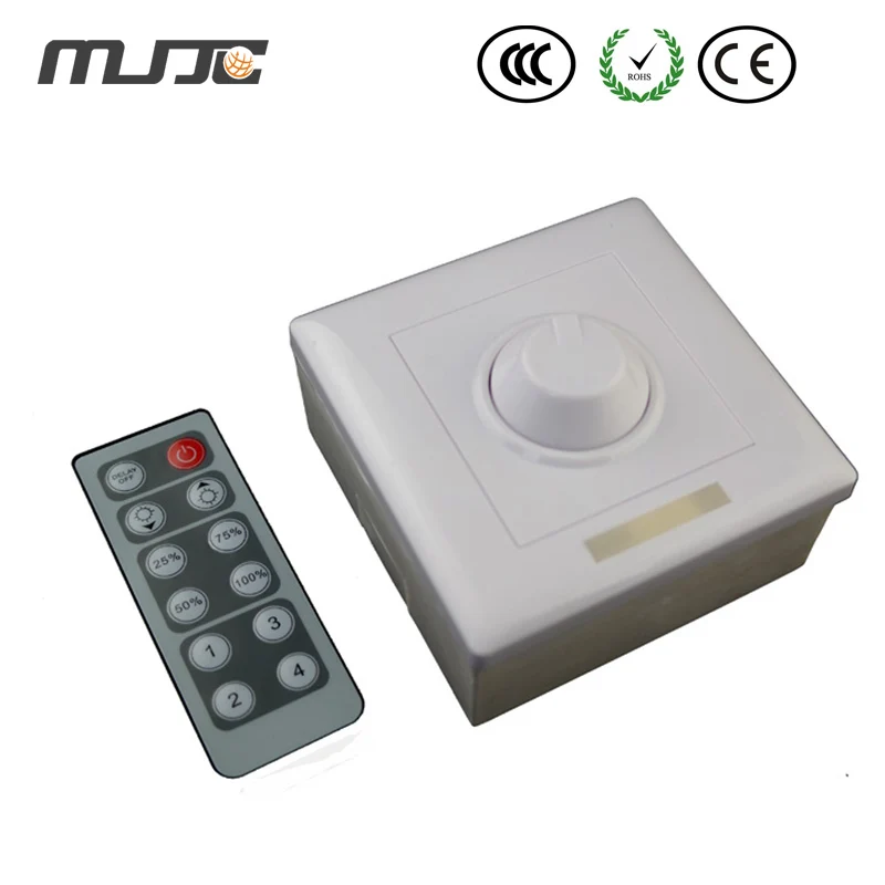 

MJJC 12V 24 V 6A Monochrome LED light LED Rotating Dimmer Wall Mounted LED strip Dimmer Controller with IR Remote Control