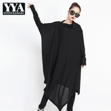 Новая Осенняя женская футболка больших размеров, модные однотонные топы с рукавами «летучая мышь», женские свободные облегающие длинные топы, уличная футболка в стиле хип-хоп