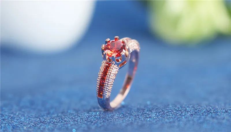 DODO Круглый 6 мм красивый красный камень розовое золото цвет модные кольца для женщин AAA кубический циркон инкрустация Anillos ювелирные изделия Bague DM093