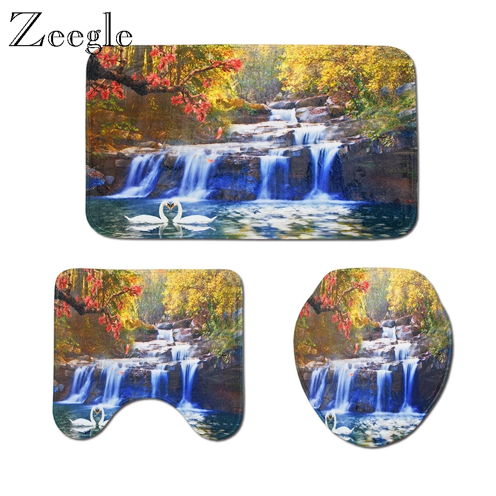 

Zeegle Toilet Mats for Home Decor Bathroom Carpet Flannel Bath Mat Toilet Seat Cover Non-slip Bathroom Mats Toilet Rug