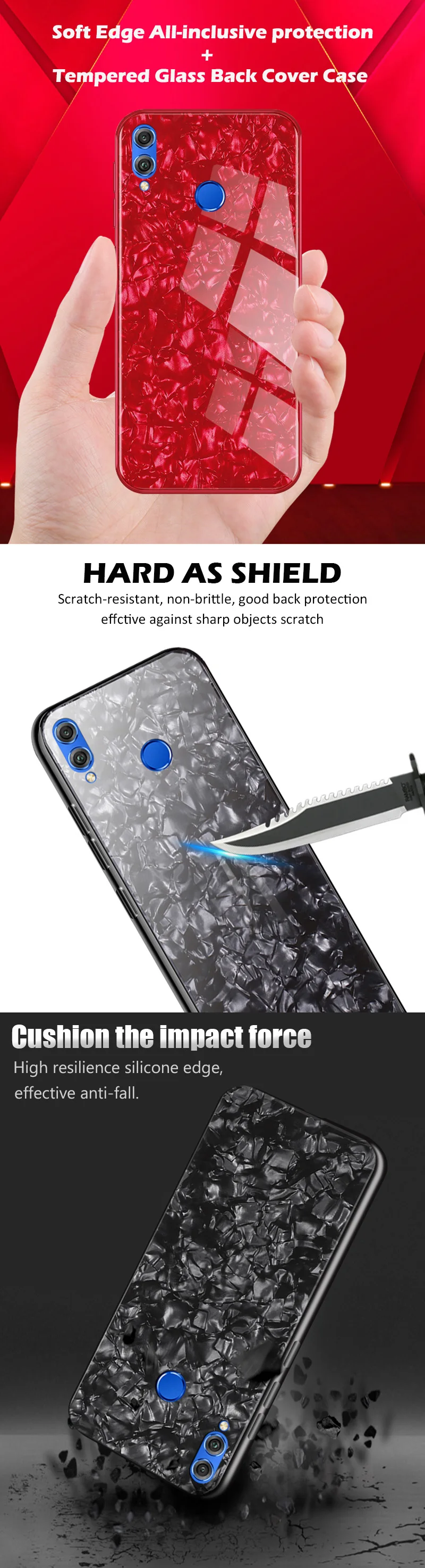 KHW2033_9_JONSNOW Tempered Glass Phone Case For Huawei Honor 8X 8C Glossy Hard Back Cover for Honor 10 9 Lite 7C 7A Pro 7X