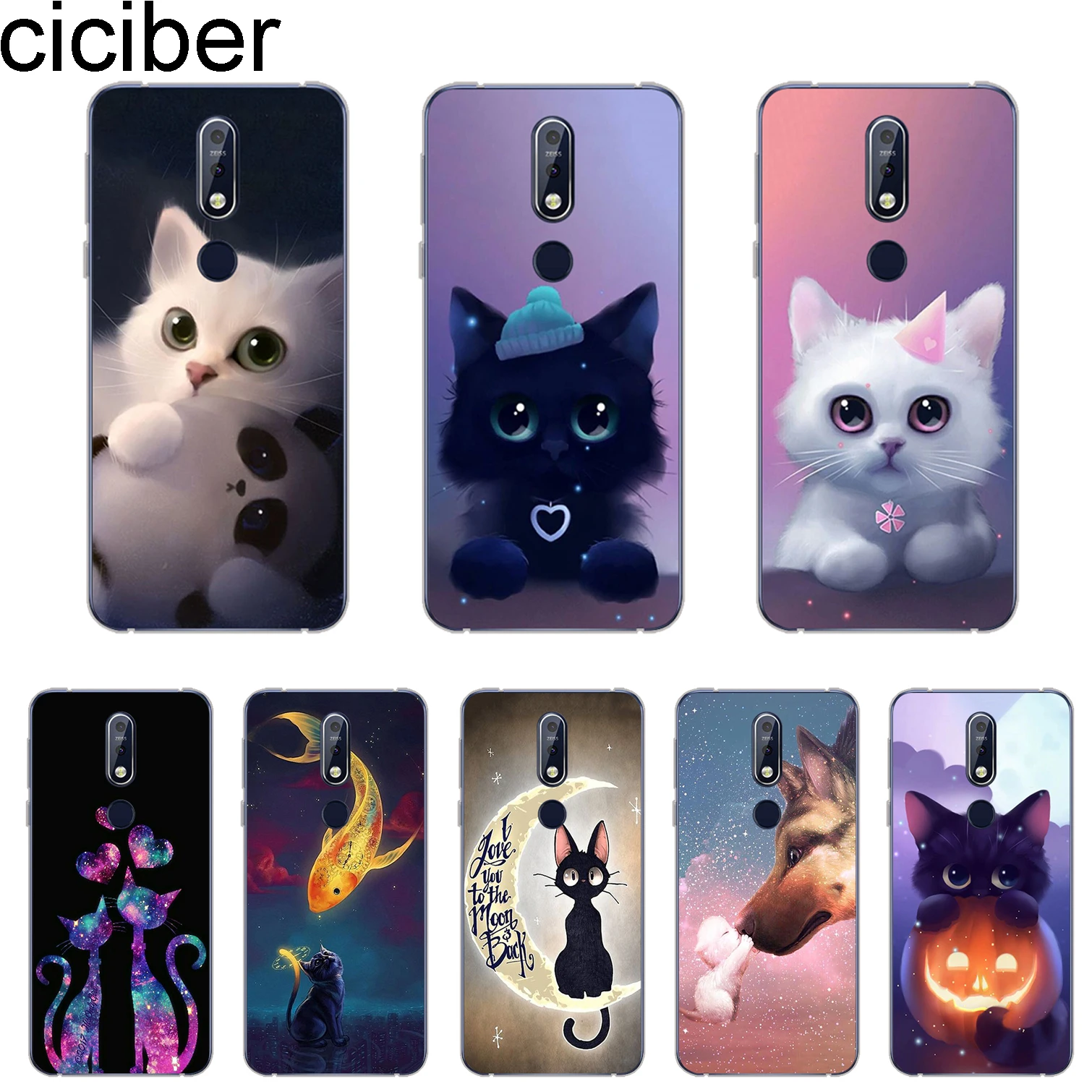 Ciciber для Nokia 8 7 1 6 5 3 2 Plus 9 PureView чехол телефона X7 X6 X5 X3 мягкий TPU милый кот с животными |