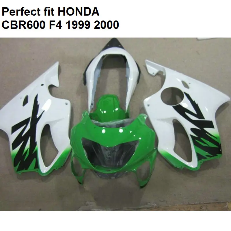 

100% fit injection fairings for Honda CBR 600 F4 1999 2000 green white fairing kit CBR600 F4 99 00 AE02