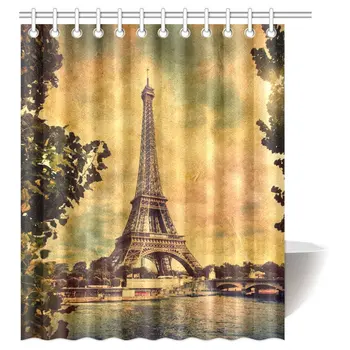 

CozyBath Eiffel Tower Waterproof Polyester Fabric 60"(w) x 72"(h) Shower Curtain and Hooks