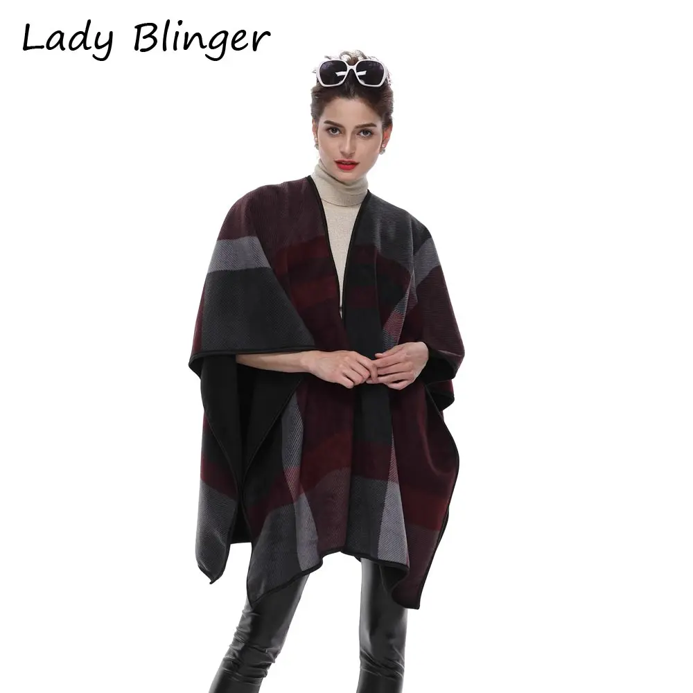 Lady blinger классические клетчатые палантины искусственный кашемир накидка толстые