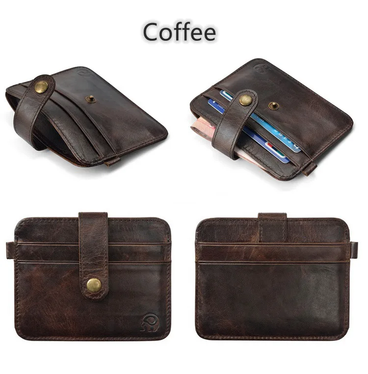 Тонкий держатель для карт из натуральной кожи, мини-кошельки, ключница для банковских карт, чехол для кредитных карт, сумки, маленький кошелек, качество - Цвет: Deep Coffee