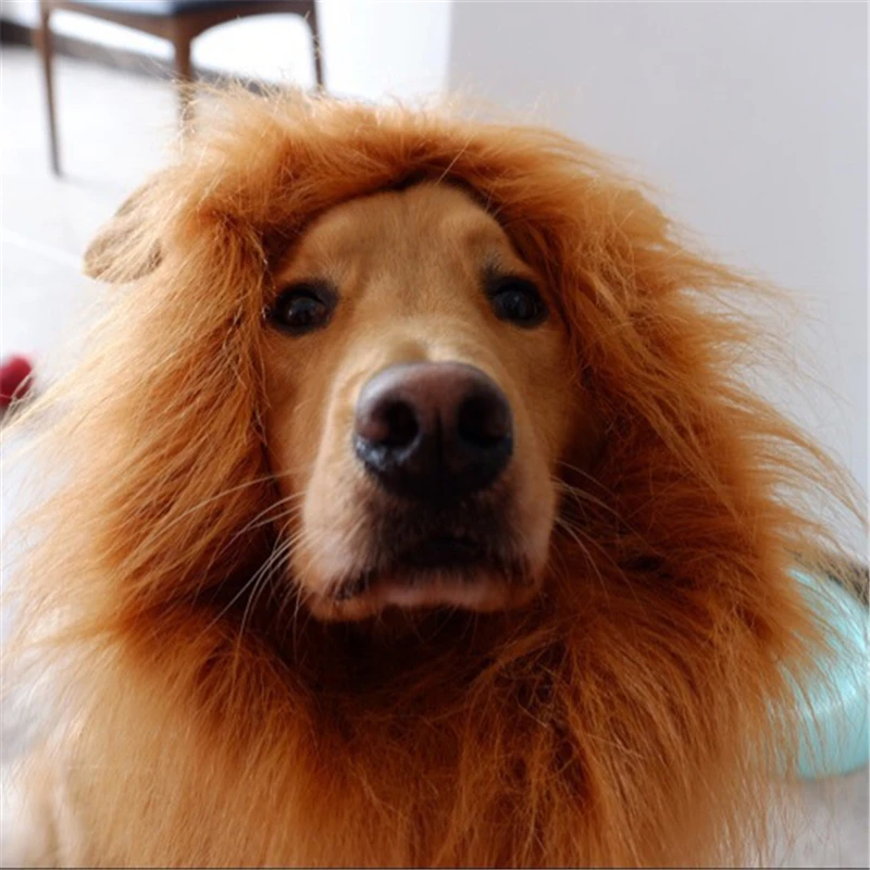 Смешная большая собака шляпа костюм льва грива парик одежда для собаки Рождество Хэллоуин домашнее животное платье с ушами или без ушей костюм