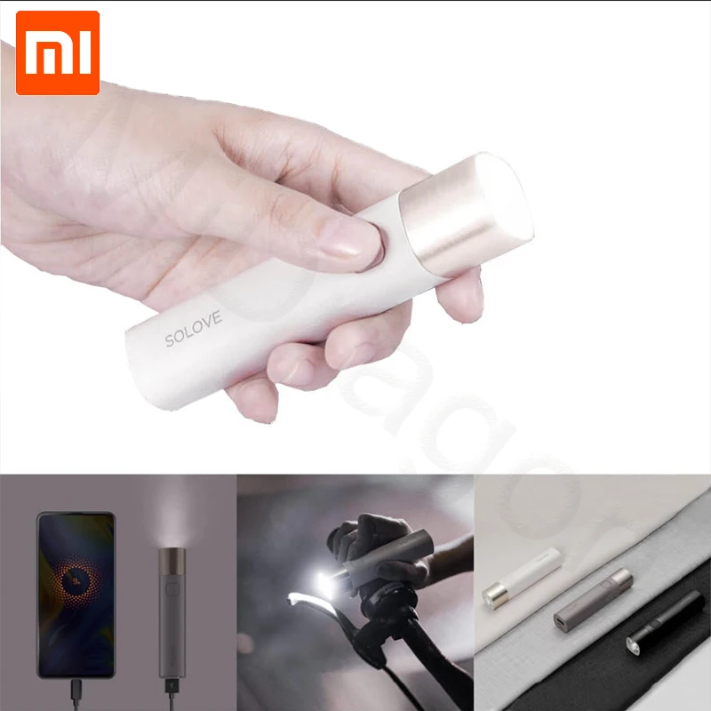 

Xiaomi SOLOVE X3 USB Rechargeable Brightness EDC Flashlight 3000mAh Power Bank Portable Mini LED Torch for Outdoor Bike