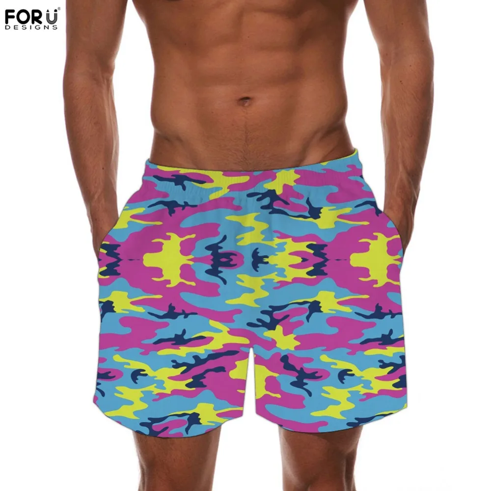 FORUDESIGNS/разноцветные камуфляжные Стильные шорты с принтом для фитнеса, бодибилдинга, мужские повседневные дышащие шорты больших размеров, быстросохнущие пляжные шорты для мальчиков