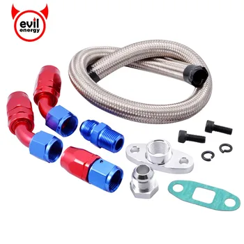 

evil energy 10AN Turbo Steel Braided Turbo Oil Feed Line Return Drain Kit AN10 Swivel Hose Adapter T3 T4 T04e T70 T60 T61