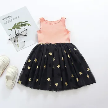 

2019 Summer Baby Girls Dress Sleeveless Star Pattern Cute Cotton Mesh Dress Kids Clothes Toddler Princess Sundress