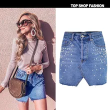 США Женская Весна/Лето введите слово жемчуг треугольник огранки ногтей ковбой посылка ягодицы короткая юбка