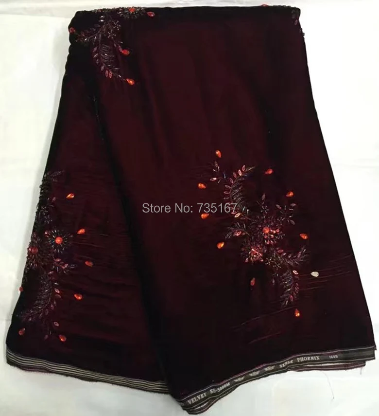 

5yards! new arrival african Velvet Fabric Textile Jacquard high quality embroidered velvet lace with stones! FVL7724-1
