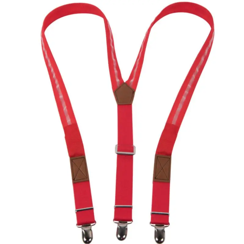 Мужские Универсальные светодиодные полосы с подтяжками y-образная карамельный цвет регулируемые брюки для бега для верховой езды подтяжки сильный зажим вечерние принадлежности - Цвет: Красный
