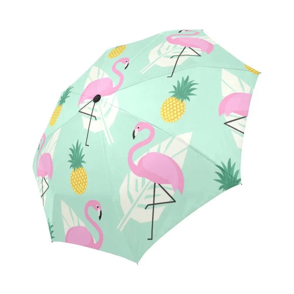 

Pink Flamingo New Compact Travel Umbrella,Windproof, Reinforced Canopy,3 Folds Auto Open/Close Anti-UV Umbrella