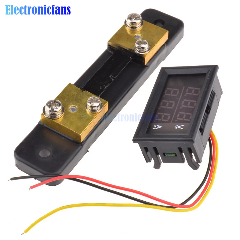 

DC 4.5-30V 0-50A Dual Red LED Digital Volt Meter Voltage Am Meter + 50A 75mV Current Shunt Resistor For Amp Ammeter Panel FL-2