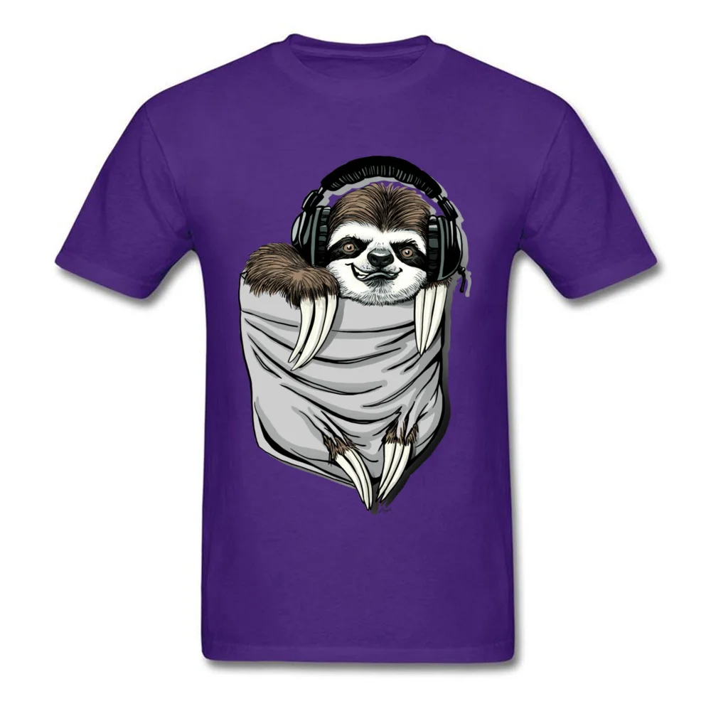 Sloth in My Pocket Men T-shirts 2018 Discount Geek Tops Shirt Cotton Crewneck Short Sleeve Summer Sweatshirts Thanksgiving Day Sloth in My Pocket purple