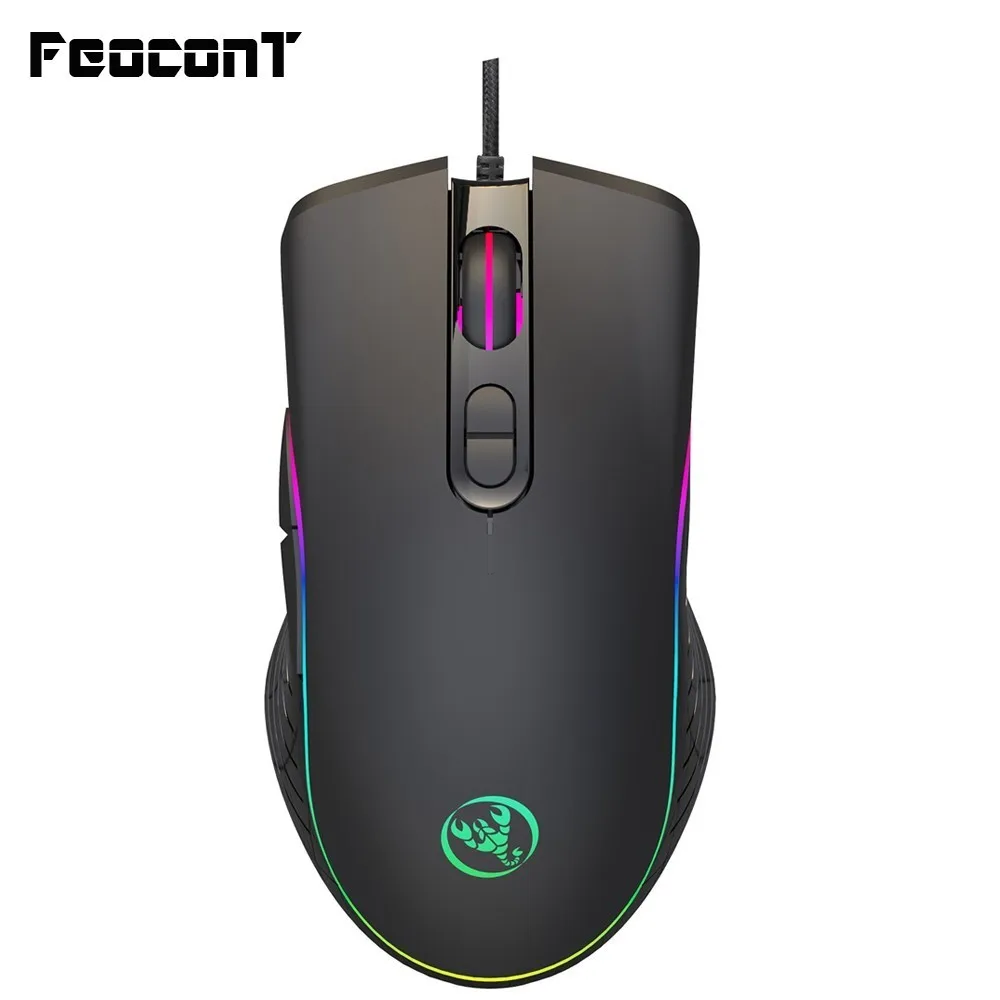 Проводная игровая мышь 6400DPI 4 уровня регулируемая геймерская 7 кнопок RGB