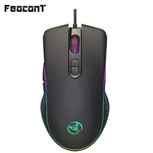 Mouse de jogo com fio 6400dpi, 4 níveis, ajustável, mouse gamer, 7 botões, rgb, led, cor retroiluminada, opto-eletrônico mouse para pc pro gamer