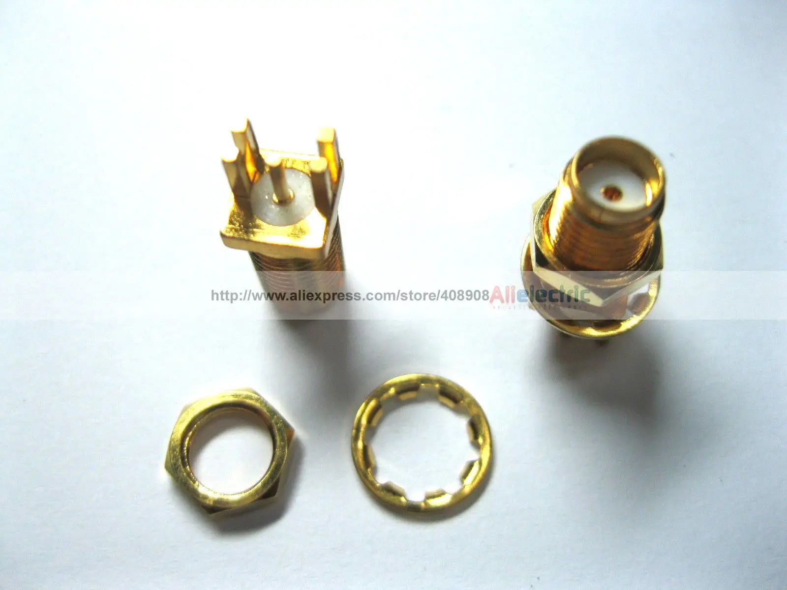 

100pcs SMA RF Female Board Mount Coaxial Connector Un-Symmetrical Pin