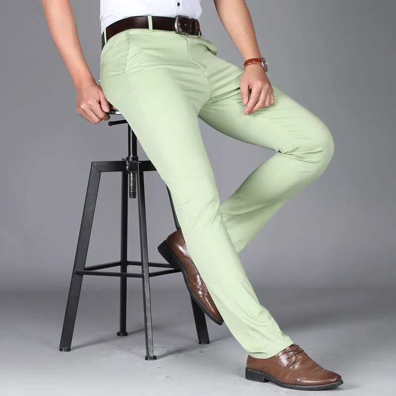 Брюки для костюма, мужские повседневные офисные брюки высокого качества, деловые брюки для мужчин, нарядные брюки для свадебной вечеринки - Цвет: Green