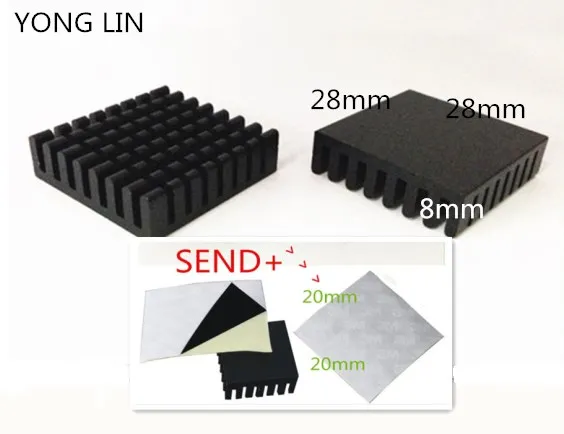 50 шт. heatsinkaluminum 28*8-28 мм высокомощный процессор алюминиевый радиатор для пластиковых IC пакетов и PCB