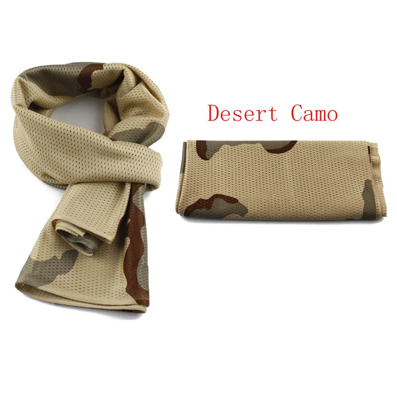 Тактический военный Камуфляжный шарф Многофункциональный армейский сетчатый дышащий Шарф обёрточная маска шемаг вуаль для страйкбола охоты пешего туризма - Цвет: Desert Camo