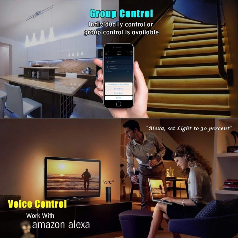 IOS Android Phone APP Amazon Alexa Google Assistant Voice Control Single Color RGB RGBW Pixel Mini Bluetooth WiFi LED Controller