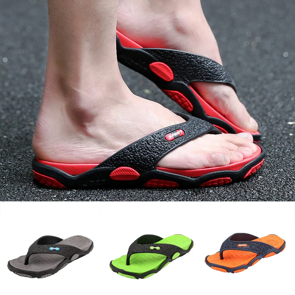 mens thick rubber sole flip flops