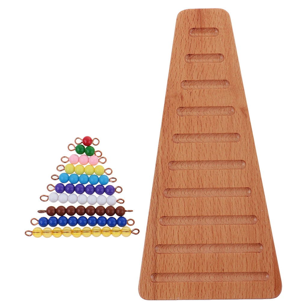 Montessori Math Materials Colored Bead Stairs with Tray Early Education Learning Training Toys Kids Intelligence Development