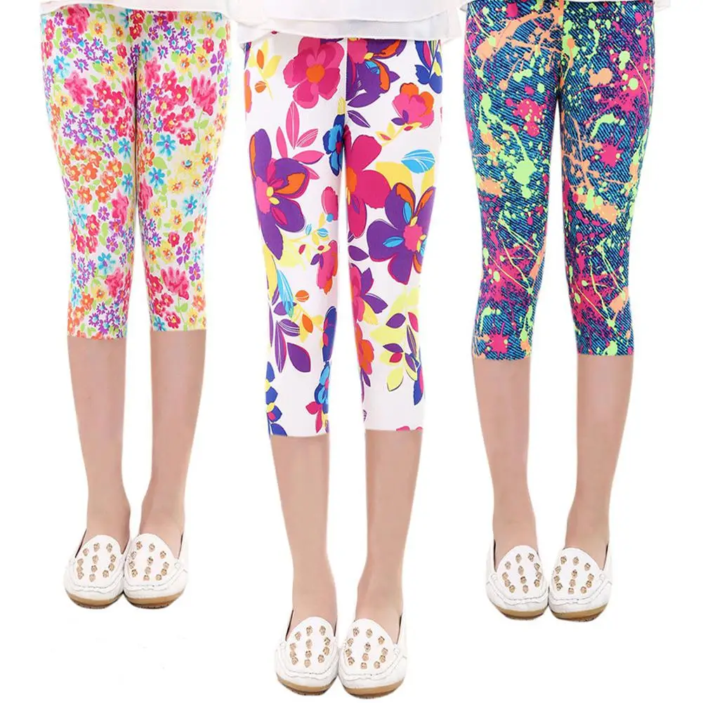 

Kids Girls Fashion Printing Leggings Cropped Trousers for Daily Wear