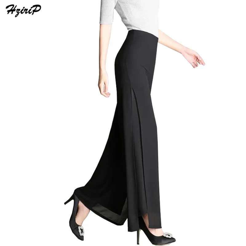 Hzirip Fashion Elegant Chiffon Flare Pants Women Office