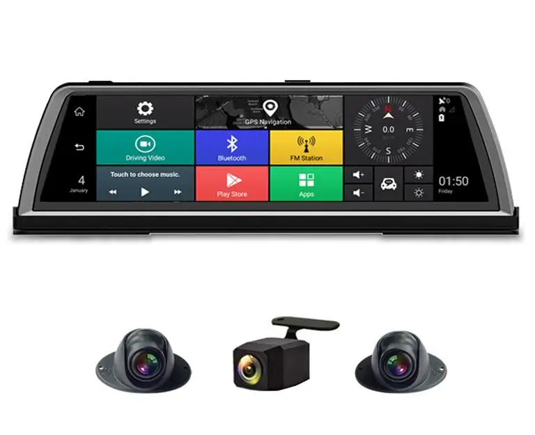 WHEXUNE 1" Full HD 1080P 4G 4 канала ADAS Android 5,1 Автомобильный видеорегистратор Dashcam центральная консоль зеркало gps WiFi задний объектив видео рекордер - Название цвета: 4 lenses